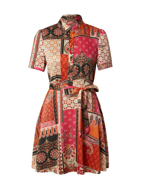 Superdry Superdry Košulja haljina  bež / tamno zelena / narančasta / malina