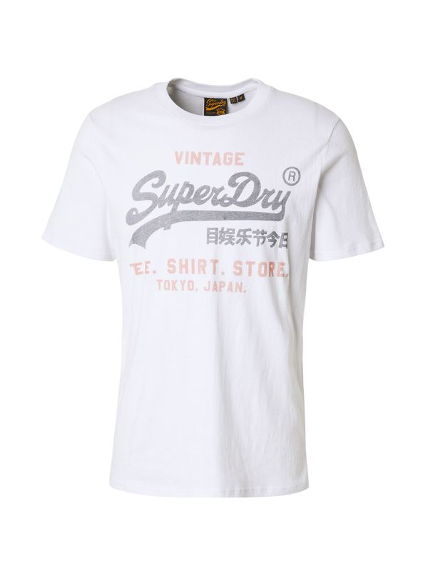 Superdry Superdry Majica 'HERITAGE'  tamo siva / breskva / bijela