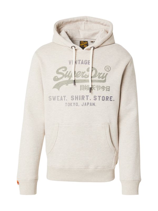Superdry Superdry Sweater majica 'HERITAGE'  bež melange / tamo siva / maslinasta