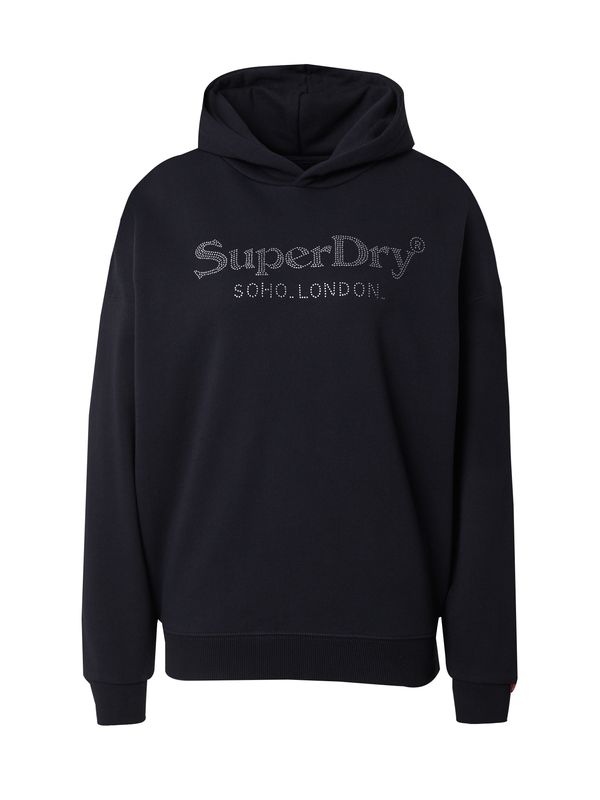 Superdry Superdry Sweater majica 'VENUE METALLIC'  crna / srebro