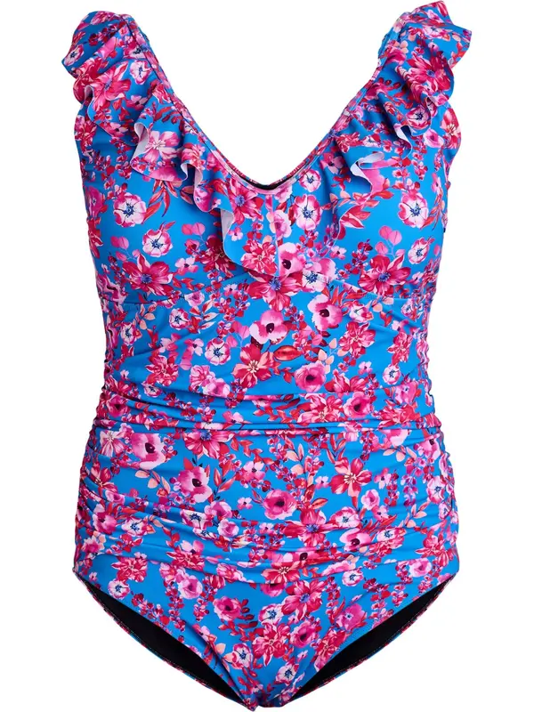 Swim by Zizzi Swim by Zizzi Jednodijelni kupaći kostim 'Kitrin'  azur / roza / crvena / bijela