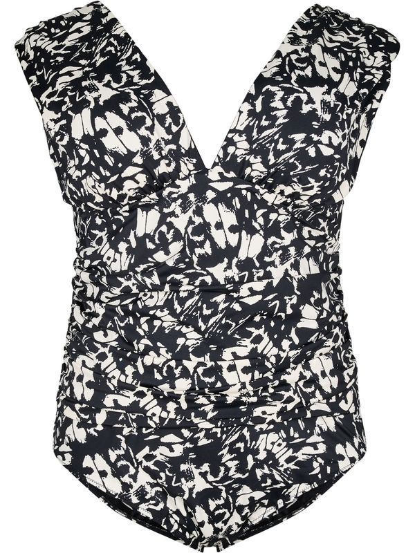 Swim by Zizzi Swim by Zizzi Jednodijelni kupaći kostim 'Skipa'  crna / bijela