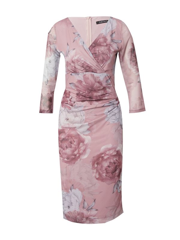 SWING SWING Haljina  svijetlosiva / tamno roza / burgund