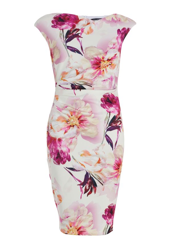 SWING SWING Koktel haljina  ecru/prljavo bijela / narančasta / roza / tamno roza