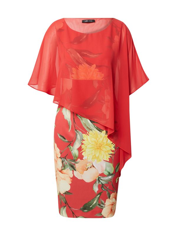 SWING SWING Koktel haljina  žuta / svijetlozelena / svijetlonarančasta / svijetlocrvena