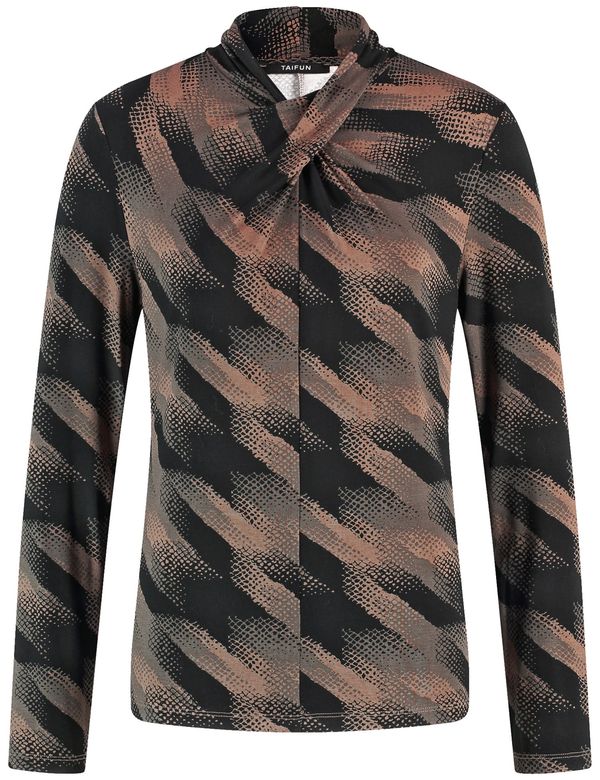 TAIFUN TAIFUN Majica  tamno bež / taupe siva / crna