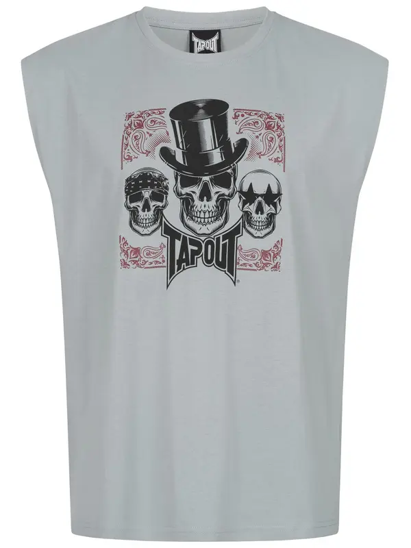Tapout Tapout Majica 'SKULL TANK'  siva / crvena / crna