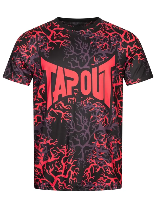 Tapout Tapout Tehnička sportska majica 'Rootstock'  tamno ljubičasta / svijetlocrvena / crna