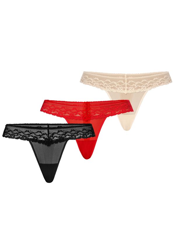 TEYLI TEYLI Tanga gaćice 'Leo'  bež / crvena / crna