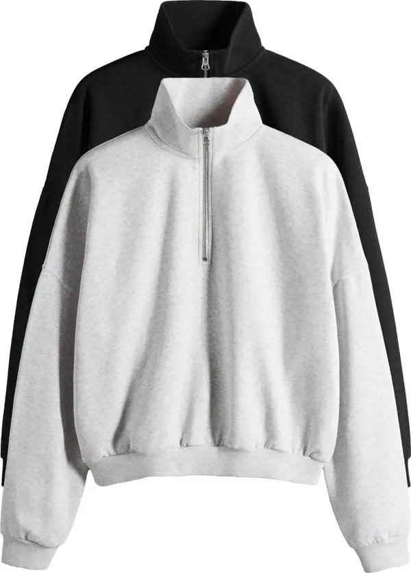 The Set The Set Sweater majica  siva / crna melange