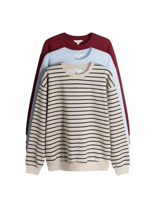 The Set The Set Sweater majica  svijetloplava / taupe siva / boja vina / crna