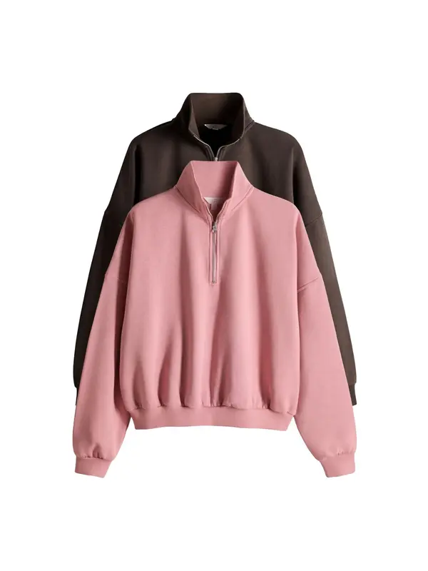 The Set The Set Sweater majica  tamno smeđa / prljavo roza