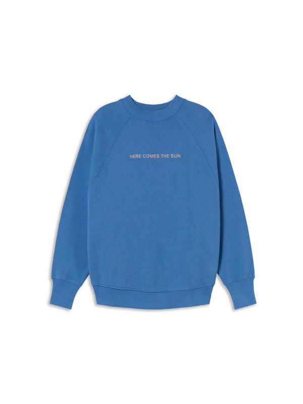 Thinking MU Thinking MU Sweater majica 'HERE COMES THE SUN'  plava / žuta / crna