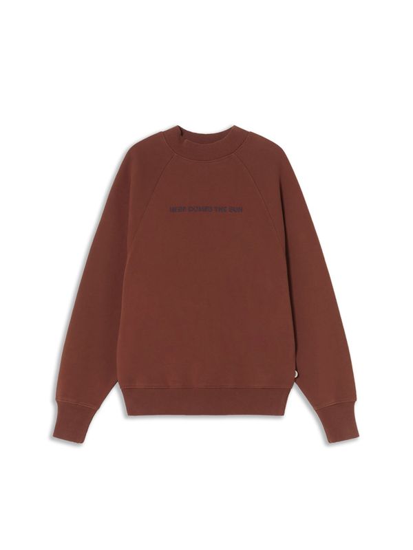 Thinking MU Thinking MU Sweater majica 'HERE COMES THE SUN'  smeđa