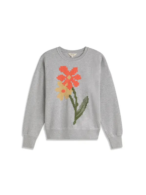 Thinking MU Thinking MU Sweater majica 'Jodie'  siva melange / zelena / narančasta / ciglasto crvena