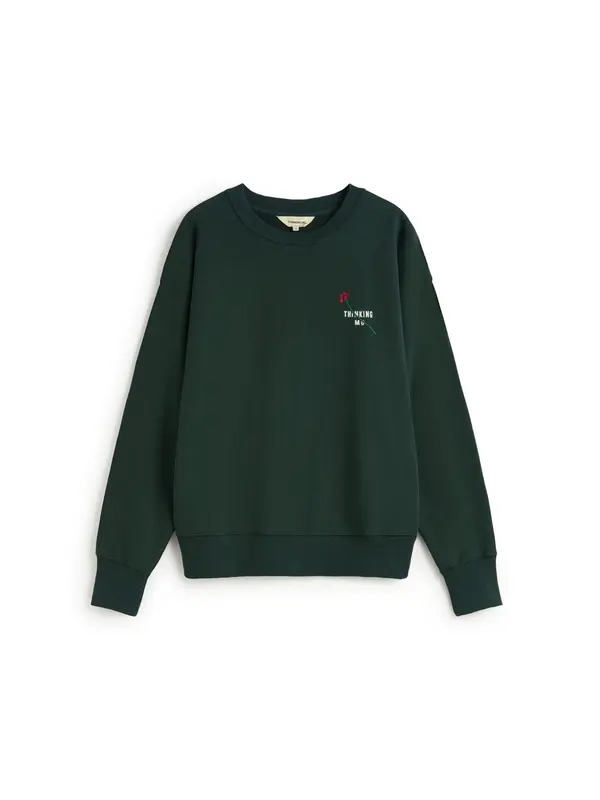 Thinking MU Thinking MU Sweater majica 'Jodie'  zelena / crvena