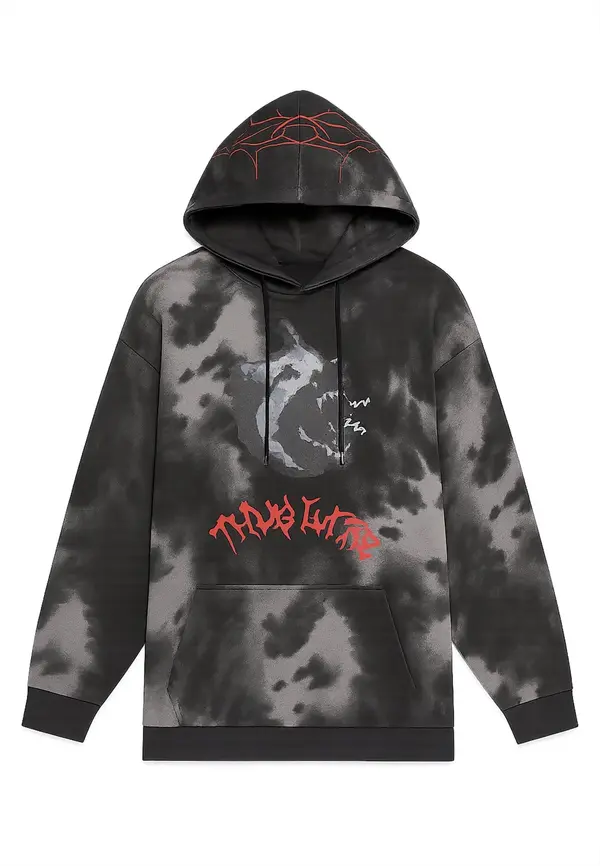 Thug Life Thug Life Sweater majica 'Thug Life Sky'  siva / crvena / crna