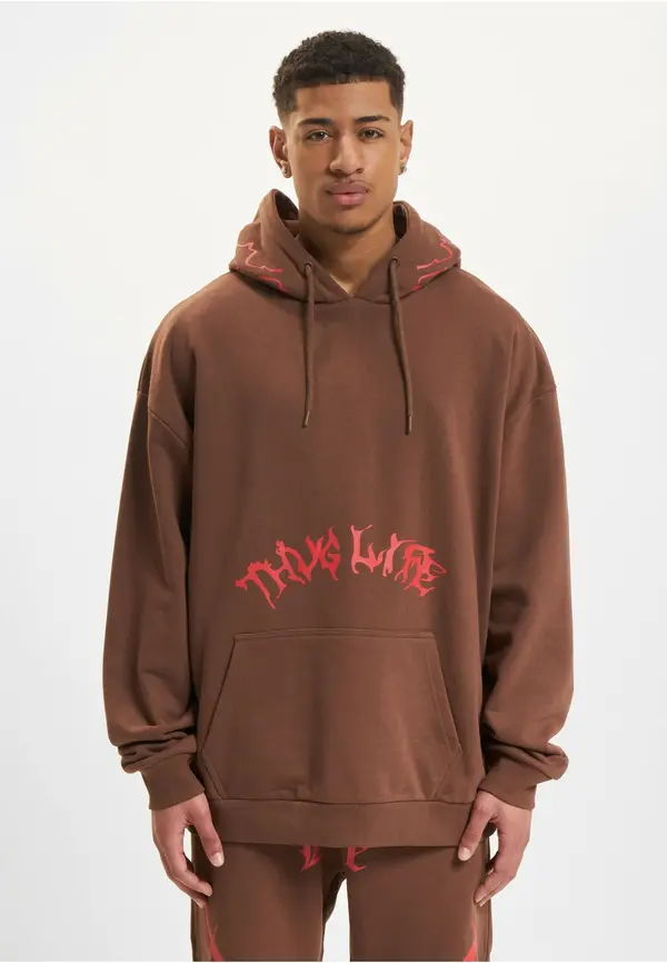 Thug Life Thug Life Sweater majica 'Thug Life'  smeđa / crvena