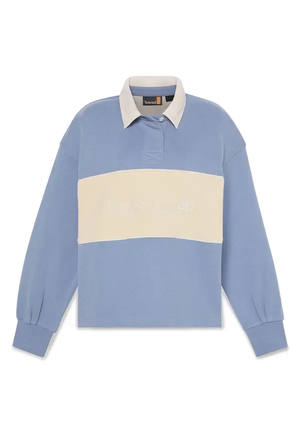 TIMBERLAND TIMBERLAND Sweater majica 'Lush Rugby Polo'  boja pijeska / golublje plava / bijela