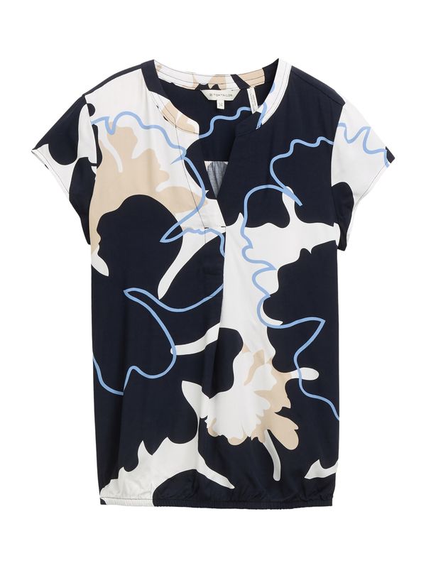 TOM TAILOR TOM TAILOR Bluza  bež / morsko plava / bijela