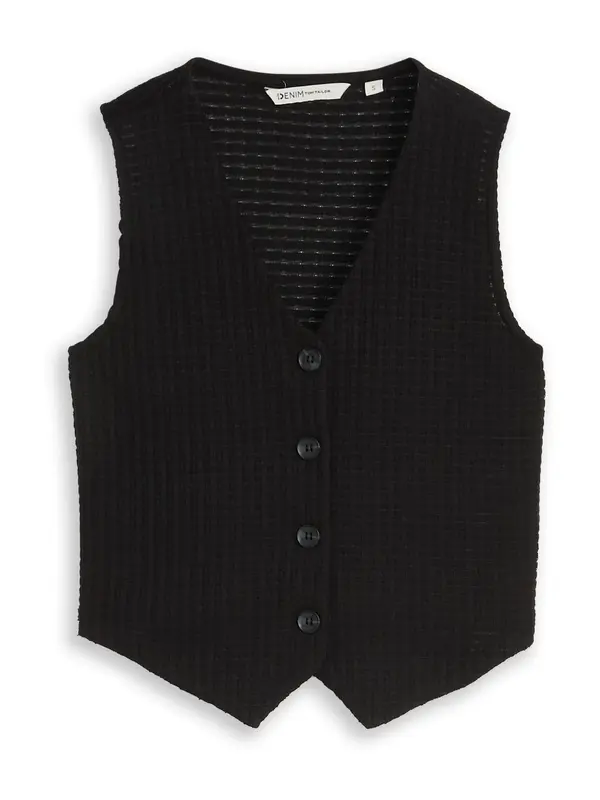 TOM TAILOR DENIM TOM TAILOR DENIM Kardigan bez rukava  crna