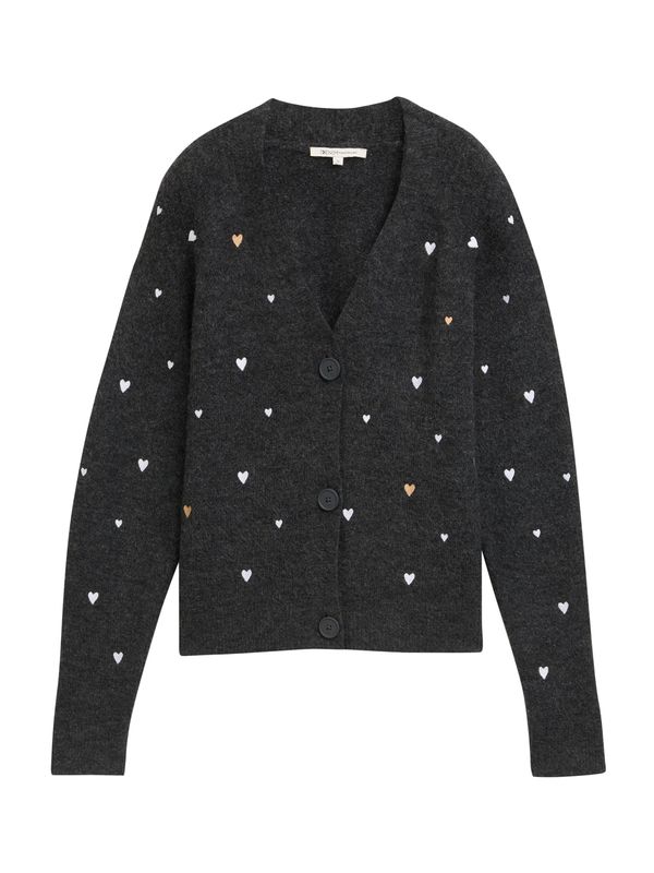 TOM TAILOR DENIM TOM TAILOR DENIM Kardigan  boja devine dlake (camel) / antracit siva / bijela