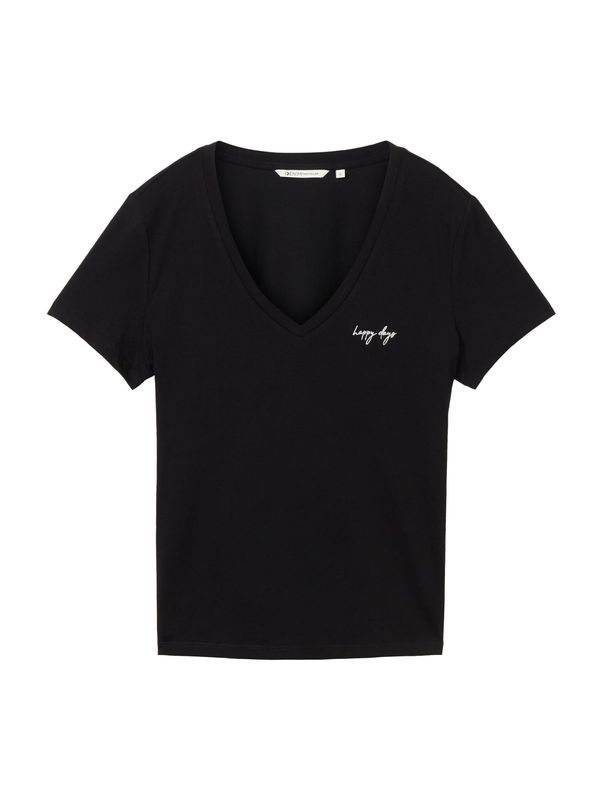 TOM TAILOR DENIM TOM TAILOR DENIM Majica  crna / bijela