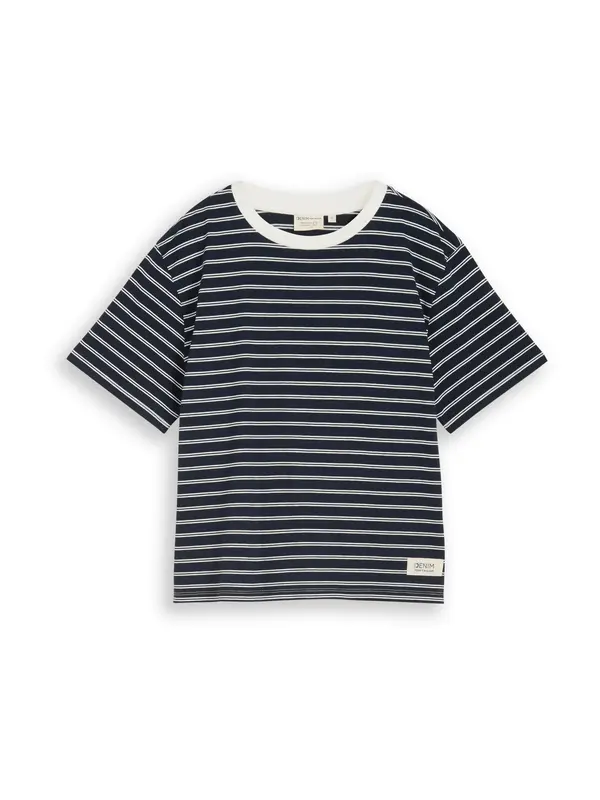 Tom Tailor TOM TAILOR DENIM Majica  mornarsko plava / bijela