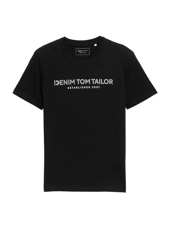 Tom Tailor TOM TAILOR DENIM Majica  svijetlosiva / crna / bijela