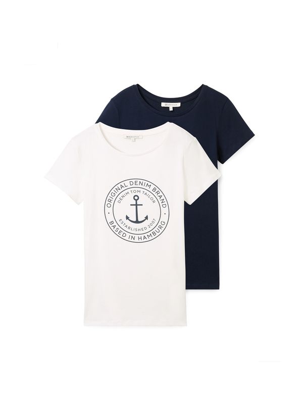 Tom Tailor TOM TAILOR DENIM Majica  tamno plava / bijela