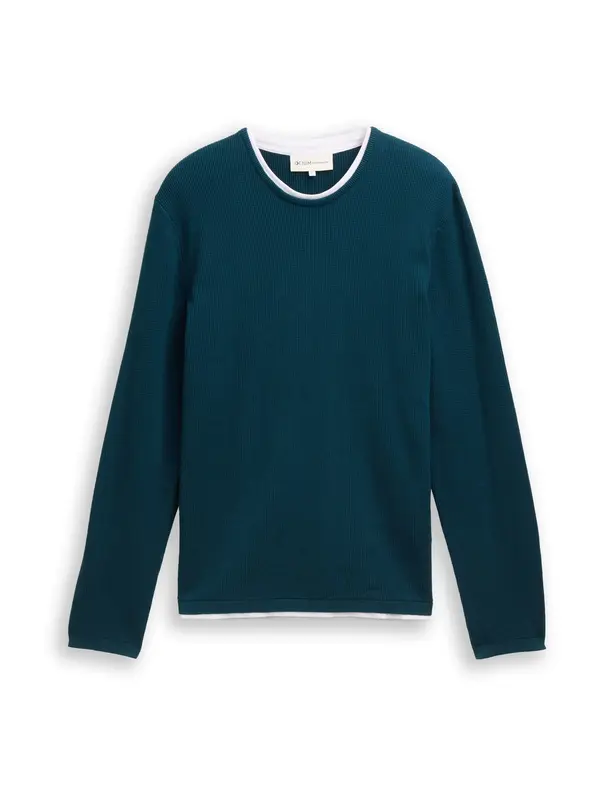 Tom Tailor TOM TAILOR DENIM Pulover  petrol / bijela