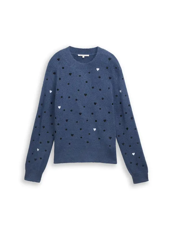 TOM TAILOR DENIM TOM TAILOR DENIM Pulover  safirno plava / crna / bijela