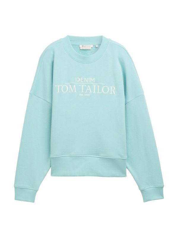 TOM TAILOR DENIM TOM TAILOR DENIM Sweater majica  akvamarin / bijela