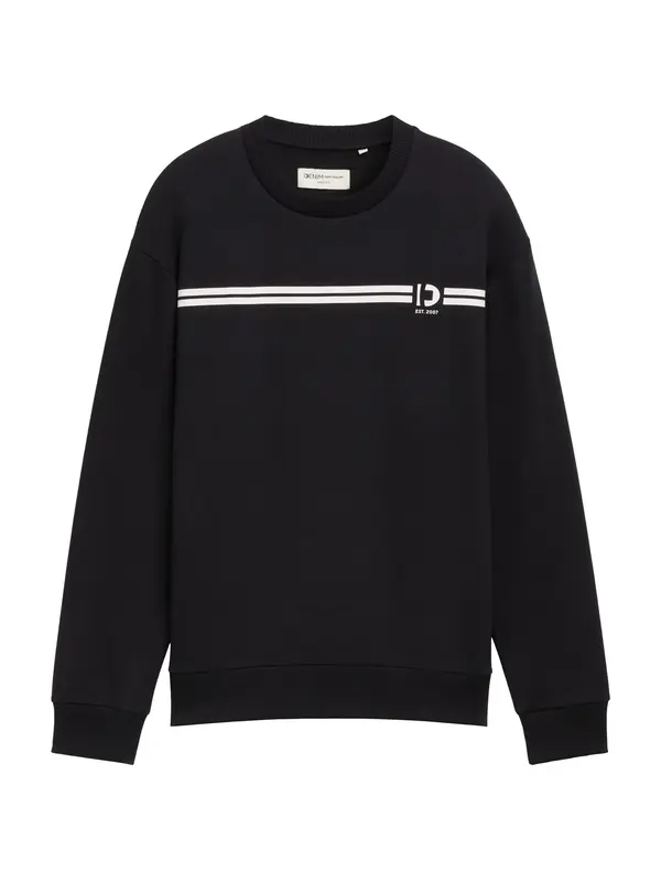 Tom Tailor TOM TAILOR DENIM Sweater majica  crna / bijela