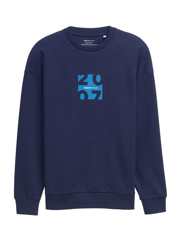 TOM TAILOR DENIM TOM TAILOR DENIM Sweater majica  morsko plava / azur / bijela