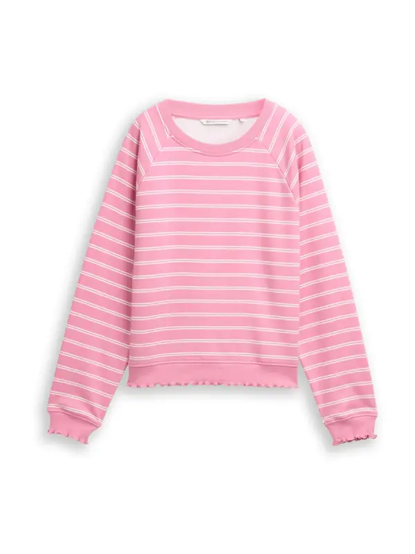 Tom Tailor TOM TAILOR DENIM Sweater majica  roza / bijela