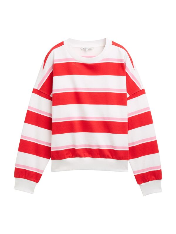 TOM TAILOR DENIM TOM TAILOR DENIM Sweater majica  roza / svijetlo crvena / bijela