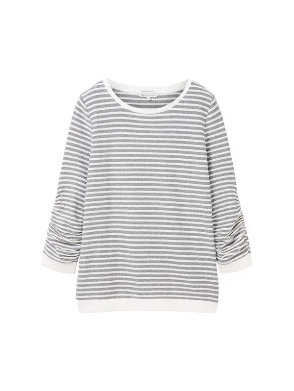 TOM TAILOR DENIM TOM TAILOR DENIM Sweater majica  sivkasto plava / bijela