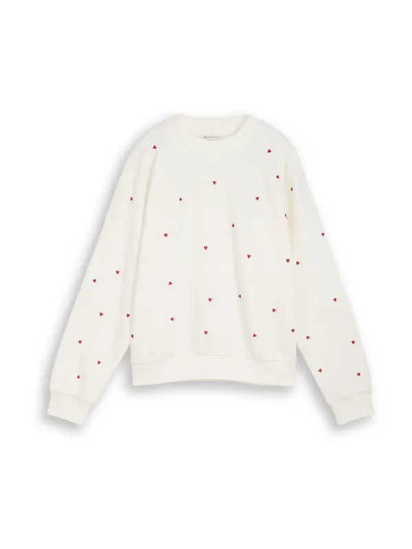 Tom Tailor TOM TAILOR DENIM Sweater majica  svijetlo crvena / prljavo bijela