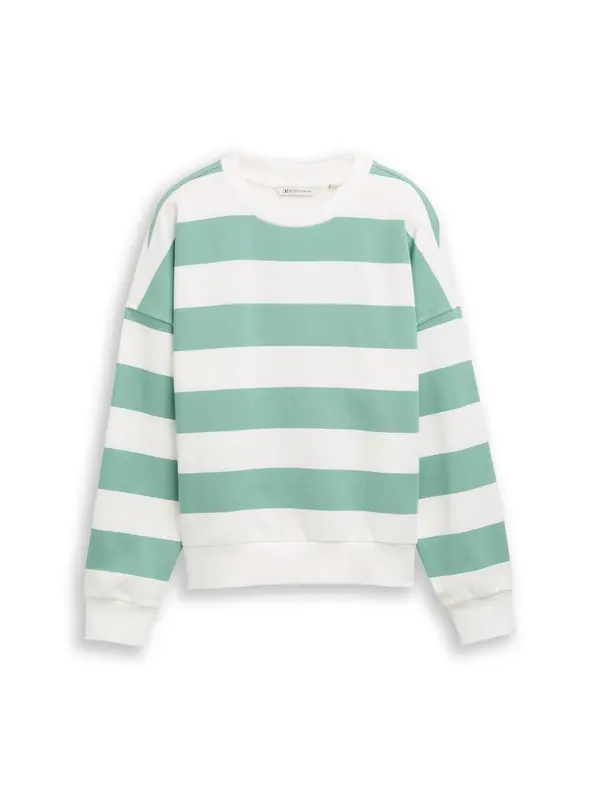 TOM TAILOR DENIM TOM TAILOR DENIM Sweater majica  zelena / bijela