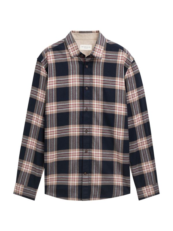 TOM TAILOR TOM TAILOR Košulja  mornarsko plava / svijetlosmeđa / boja vina / bijela