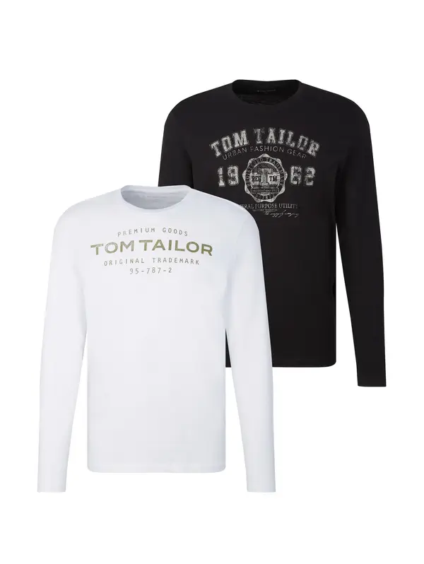 Tom Tailor TOM TAILOR Majica  maslinasta / crna / bijela