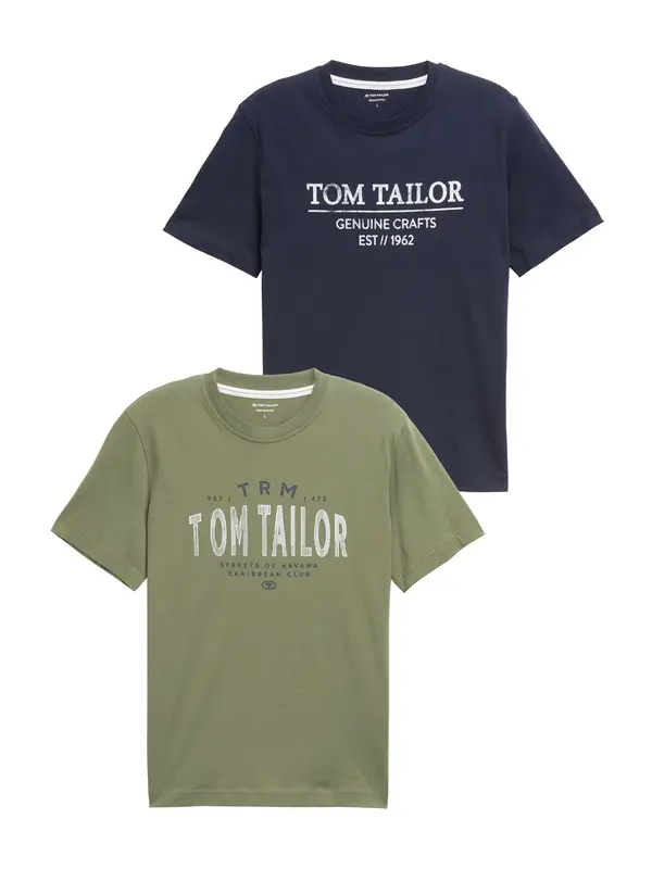 Tom Tailor TOM TAILOR Majica  morsko plava / kaki / prljavo bijela