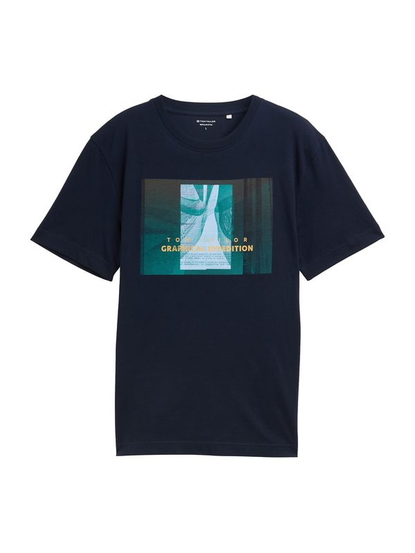 TOM TAILOR TOM TAILOR Majica  tamno plava / zlatno žuta / žad / bijela