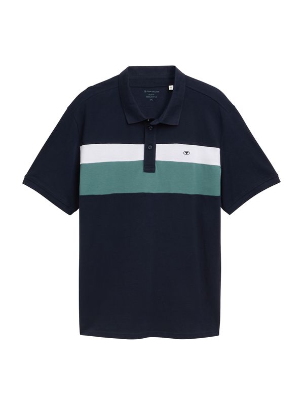 TOM TAILOR Men + TOM TAILOR Men + Majica  mornarsko plava / žad / bijela