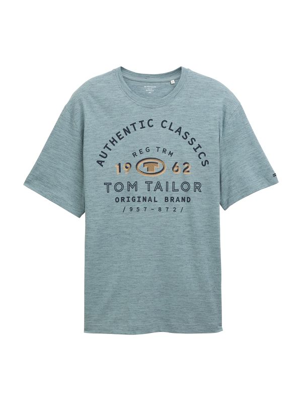 TOM TAILOR Men + TOM TAILOR Men + Majica  sivkasto plava / svijetlonarančasta / crna