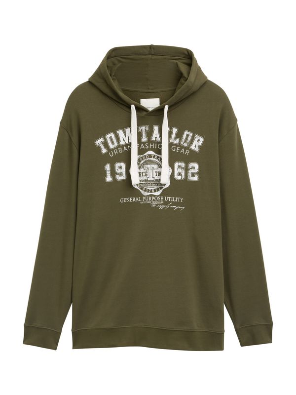 TOM TAILOR Men + TOM TAILOR Men + Sweater majica  maslinasta / bijela