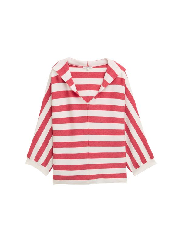 TOM TAILOR TOM TAILOR Pulover  crvena / bijela