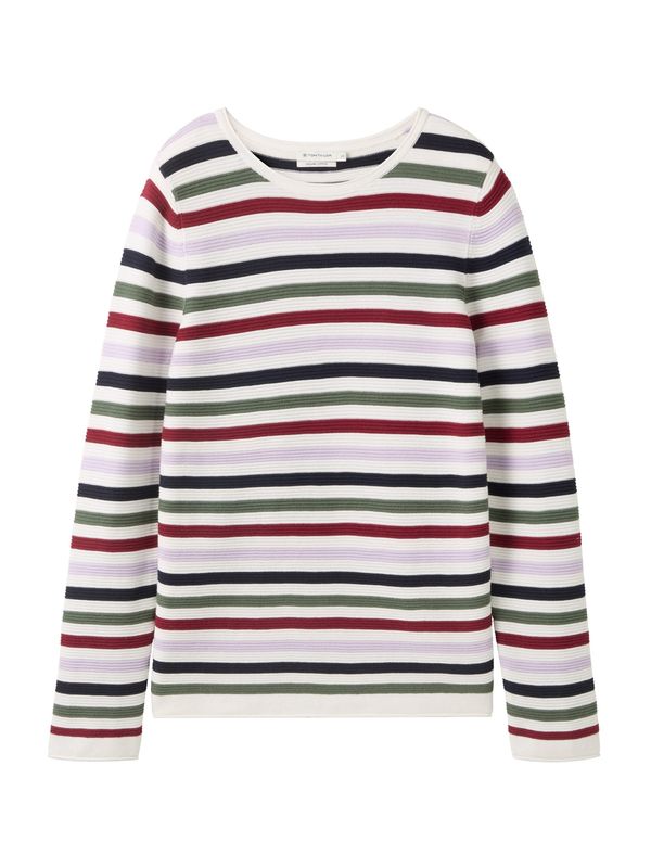TOM TAILOR TOM TAILOR Pulover  tamno zelena / lavanda / tamno crvena / bijela