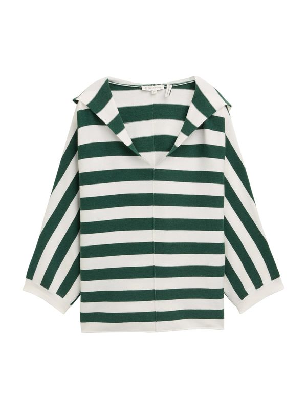 TOM TAILOR TOM TAILOR Pulover  zelena / bijela